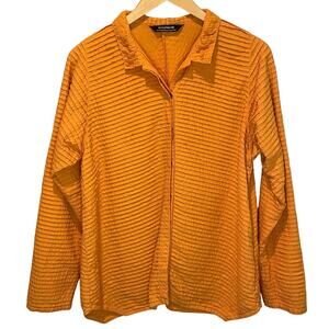 Yacco Maricard Gold Cotton Voile Pintucked Button Down Shirt - size 2 (Large)